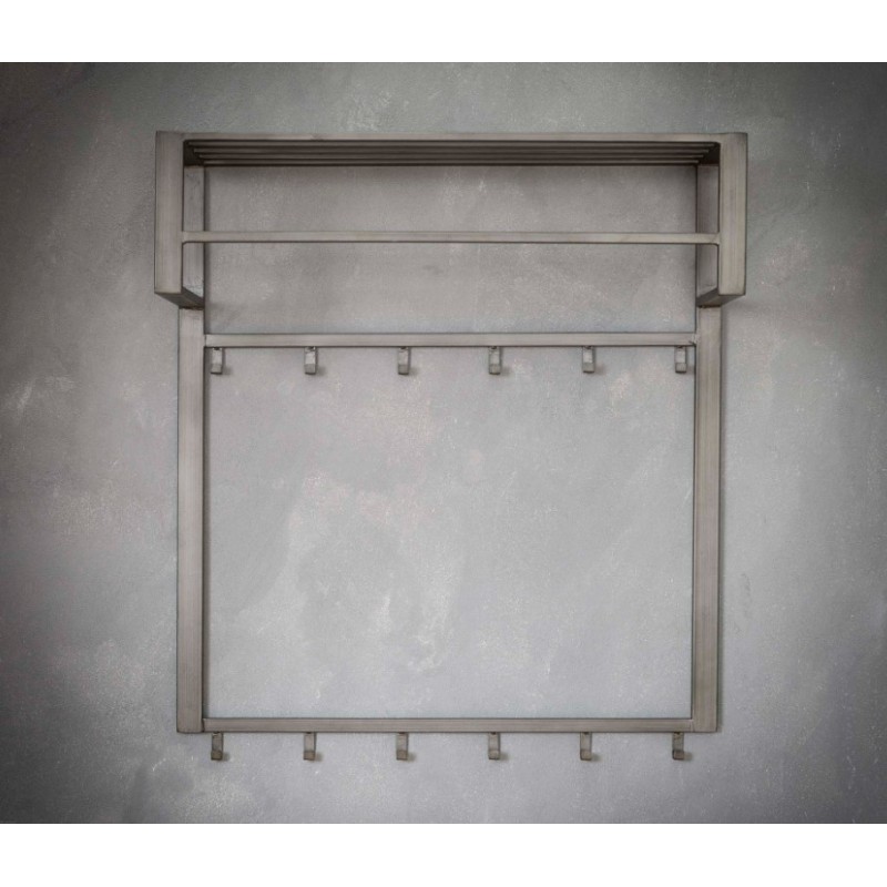 ZI Coat rack industrial 2x6 hooks rod -hat shelf